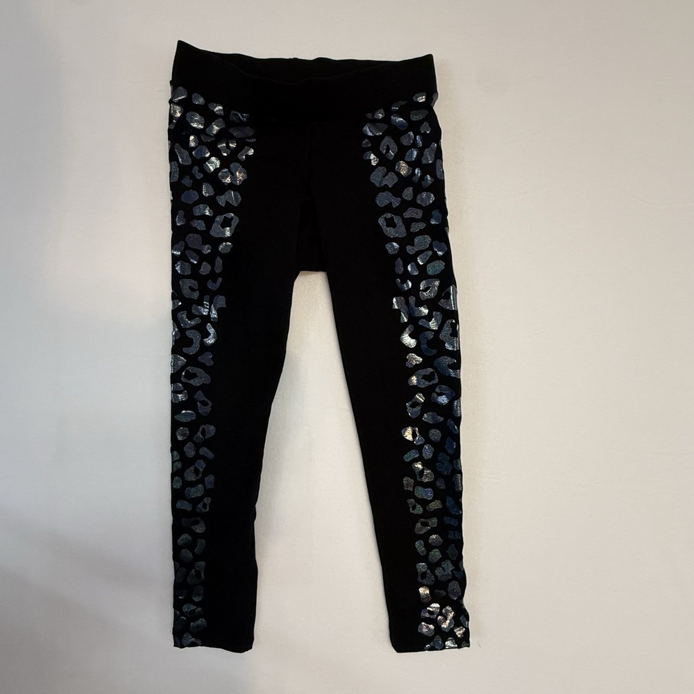 Torrid Size 00 Black Holographic Leopard Side Panel Leggings Active Athleisure